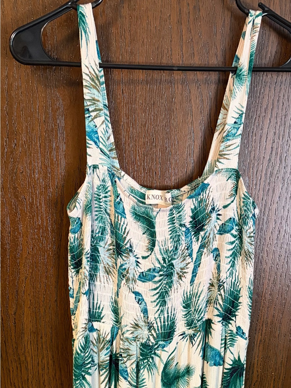 Knox Rose Green and Cream Leaf-Print Maxi Dress